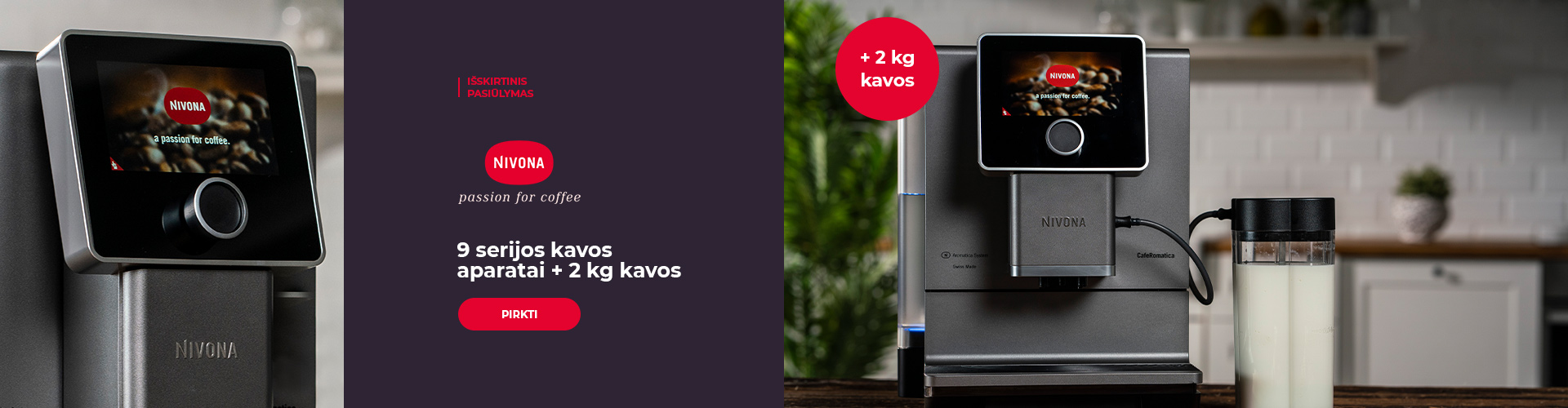 NIVONA 9 serijos kavos aparatai + 2 kg kavos