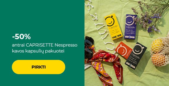 -50% antrai CAPRISETTE Nespresso kavos kapsulių pakuotei