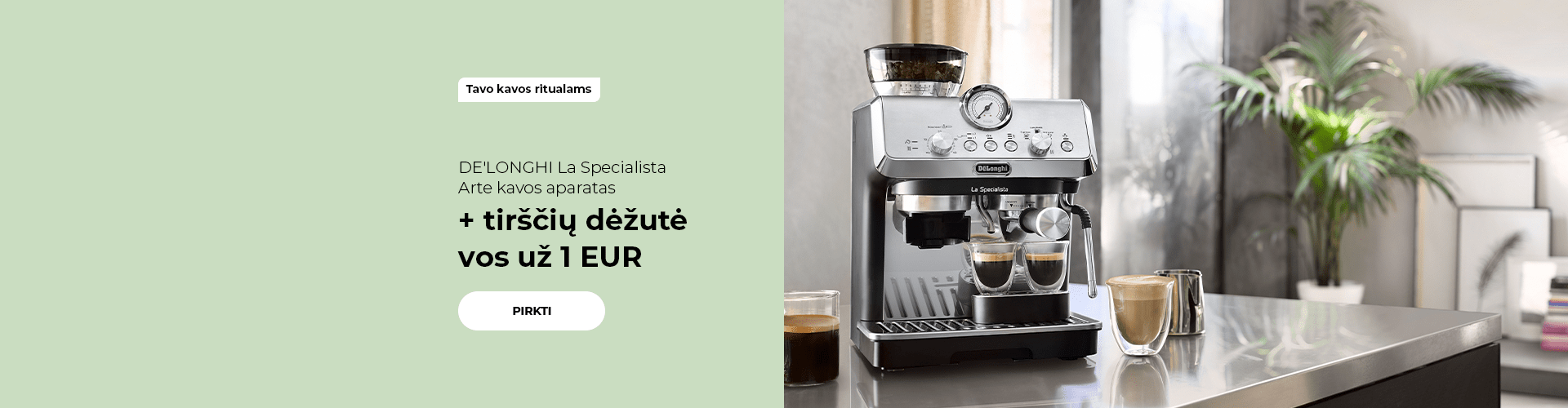DE'LONGHI La Specialista Arte kavos aparatas + tirščių dėžutė vos už 1 EUR