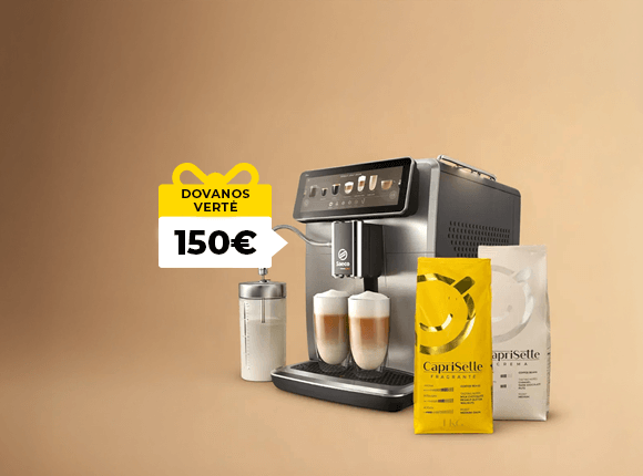 Saeco aparatas + 2 kg kavos ir 80 € dovanų kuponas
