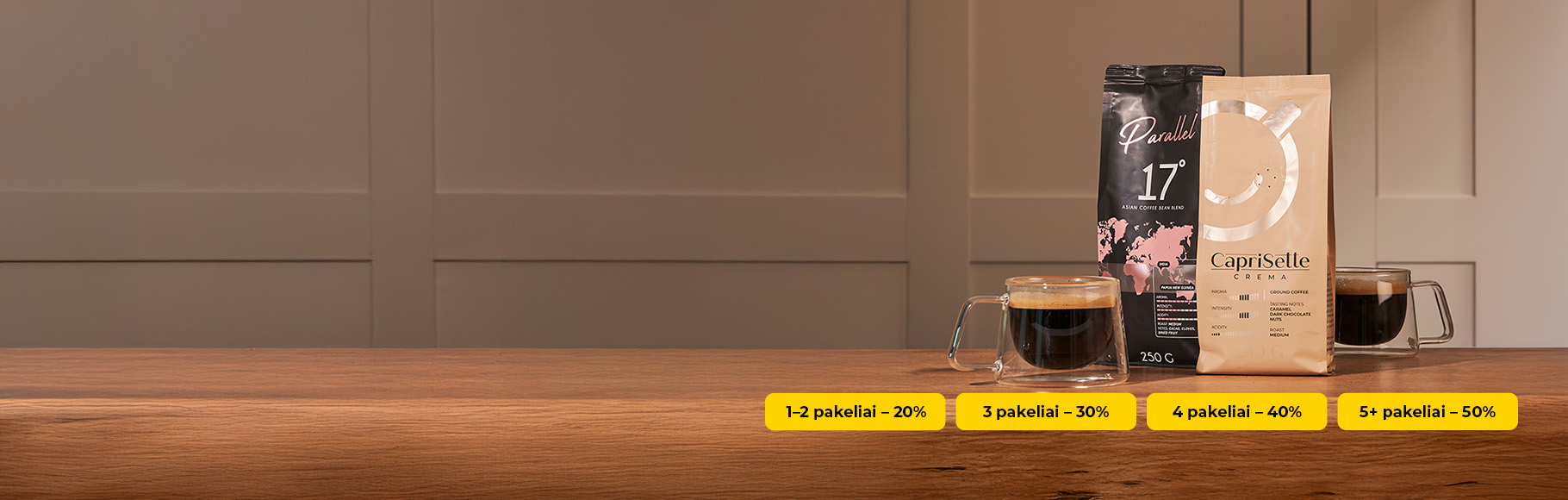 Iki -50% CAPRISETTE ir PARALLEL 1 kg | 250 g kavai